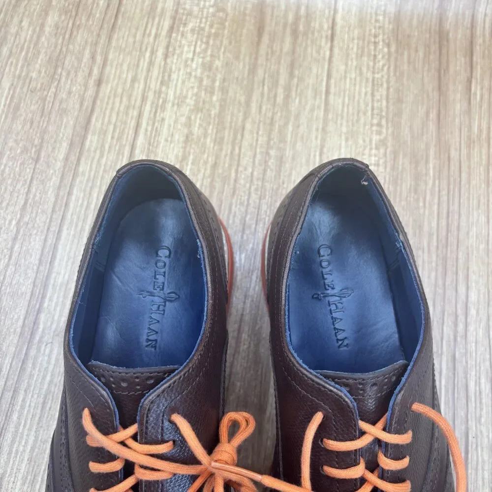 Cole Haan Great Jones Leather Wing Tip Shoes‎ Men’s Size 8 M Brown Orange C11235